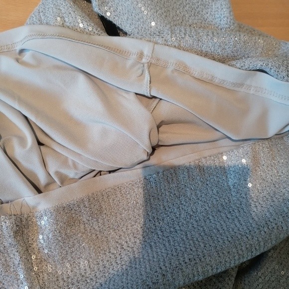 NWT Carla Conti Silver Sequin Balloon Sleeve Sheath dress L - Picture 9 of 10